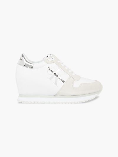 Calvin Klein Cipők HU704976 | Calvin Klein Bőr Wedge Női Sportcipő Világos Fehér